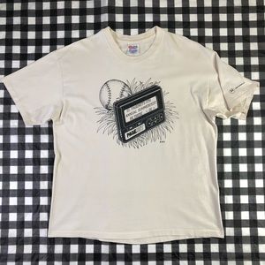 Motorola Pagenet Pager Beeper Baseball Vintage Single Stitch Off white Cream Tee